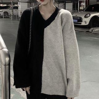 Two-tone Sweater Gray & Black - One Size