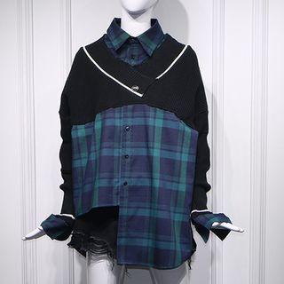 Mock Two Piece Sweater / Denim Shorts