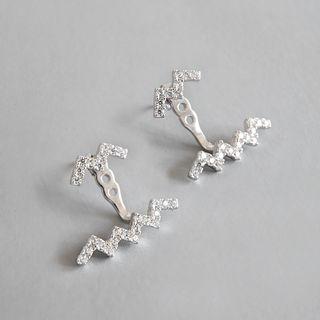Rhinestone Stud Earring S925 Sterling Silver - With Silver Earring Back - Silver - One Size