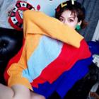 Color Block Cable Knit Boxy Sweater