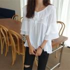 Bell-sleeve Ruffled Empire Blouse