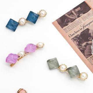 Faux Pearl Resin Square Hair Clip