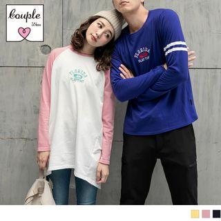 Raglan Sleeve Letter Embroidered Top