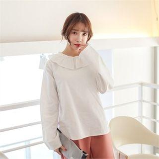 Frill-neck Cotton Top