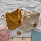 Strawberry Embroidered Canvas Bucket Bag