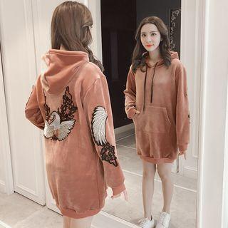 Embroidered Long Velvet Hoodie