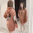 Embroidered Long Velvet Hoodie