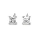 18k White Gold Princess Square Earrings With Diamonds Earrings One Size