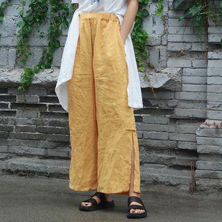 Plain Wide Leg Linen Pants