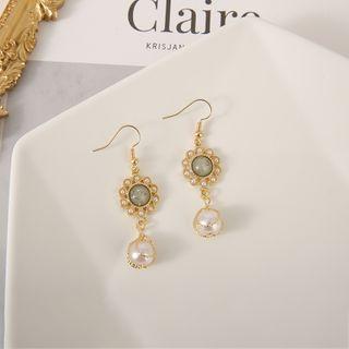 Flower Faux Pearl Hook / Clip-on Earrings