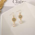 Flower Faux Pearl Hook / Clip-on Earrings