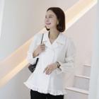 Double-breasted Frill-trim Blouse