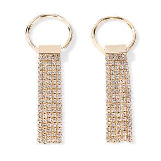 Rhinestone Fringed Earring 1 Pair - Rhinestone Fringed Earring - One Size