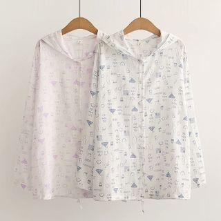 All-over Print Hooded Button Jacket