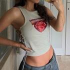 Printed Lace-up Crop Tank Top