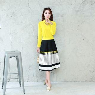 Set: Cutout Top + Printed Skirt