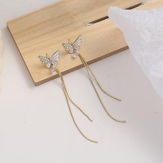 Sterling Silver Butterfly Earring 1 Pair - 925 Silver - Gold - One Size