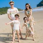 Family Matching Set: Printed Short Sleeve T-shirt + Shorts / Printed Sleeveless Dress