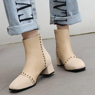 Rivet Block-heel Short Boots