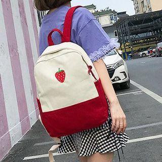 Fruit Embroidered Canvas Backpack