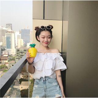 Tiered Off-shoulder Short-sleeve Top