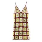Spaghetti-strap Knit Mini Bodycon Dress Red & White & Green - One Size