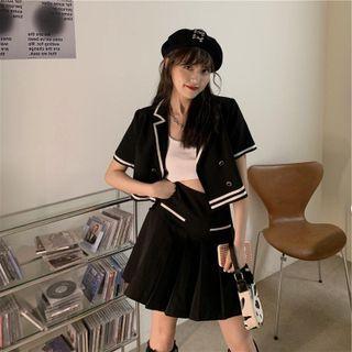 Short-sleeve Blouse / Pleated Skirt