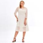 Plus Size Lace Panel Long-sleeve Mini A-line Dress