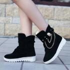 Fleece-lining Bow-accent Chain Short Boots