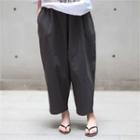 Band-waist Linen Harem Pants