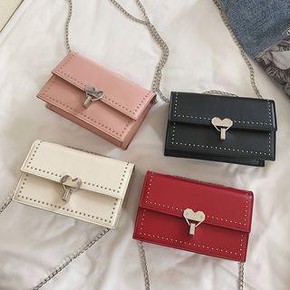 Heart Buckled Faux Leather Crossbody Bag