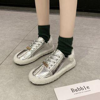Fleece Trim Lace-up Sneakers