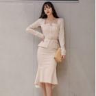 Mock Two-piece V-neck Mermaid Midi Dress