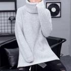 Long-sleeve Melange Turtleneck Sweater