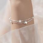 Star Faux Pearl Layered Sterling Silver Bracelet Silver - One Size