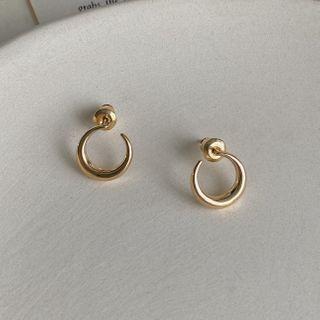 Alloy Open Hoop Dangle Earring 1 Pair - 925 Silver - Earring - Gold - One Size