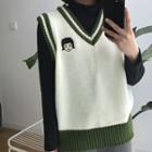 Embroidered Sleeveless Sweater