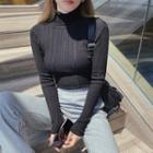 Mock-neck Skinny Knit Top In 5 Colors
