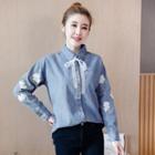 Long-sleeved Open-front Blouse