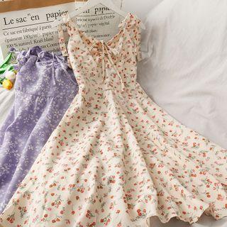 Ribbon-accent Sleeveless Mini Dress