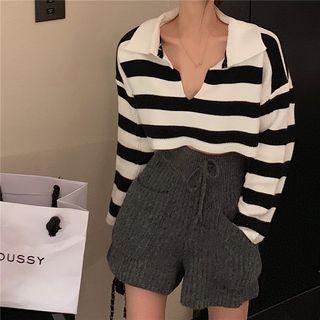 Cropped Striped Sweatshirt Stripes - One Size