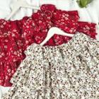 Floral Print Ruffle Short-sleeve Top