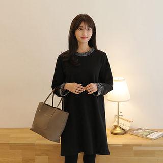 Tweed-trim T-shirt Dress