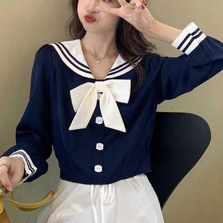 Sailor Neck Long Sleeve Top