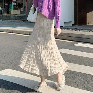 Shirred Midi Knit Skirt