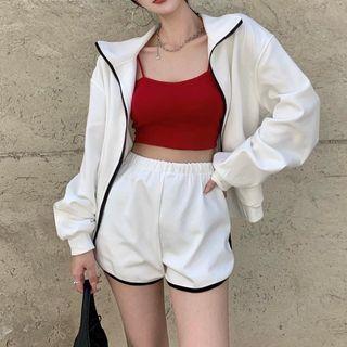 Cropped Camisole Top / Zip Jacket / Shorts