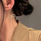 Bow Rhinestone Dangle Earring 1 Pair - Alloy Stud - Gold - One Size