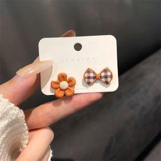 Bow Flower Asymmetrical Earring