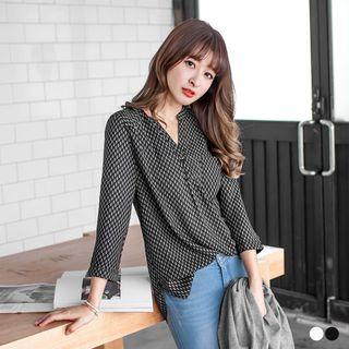 Leaf Print Loose-fit Blouse