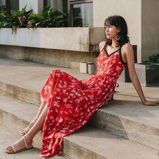 Floral Print Cross-back Maxi Sundress